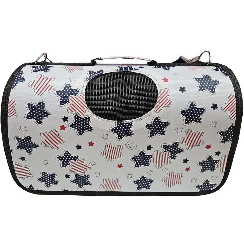 Pet Carrier, Beige with Stars Print
